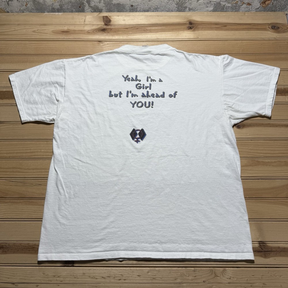 Vintage 90s Lake Tahoe California Yea Im A Girl But I’m Ahead You Shirt Size XL