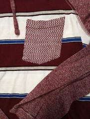 Men’s RUSTIC BLUE Long Sleeve Hooded Maroon & White Shirt Size Medium
