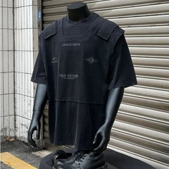 Retro Vintage Men’s Hip-Hop Short Sleeve T-Shirt with Bulletproof Vest Design