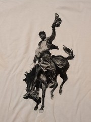Wild West Rodeo Cowboy Bronco Western Horse Art T-Shirt 42″ Chest, 29″ Long Sz L