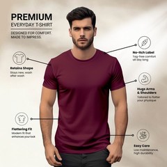 Men’s Heavy Cotton T-Shirt Short Sleeves Crew Neck Plain Blank Tee Pack of 5