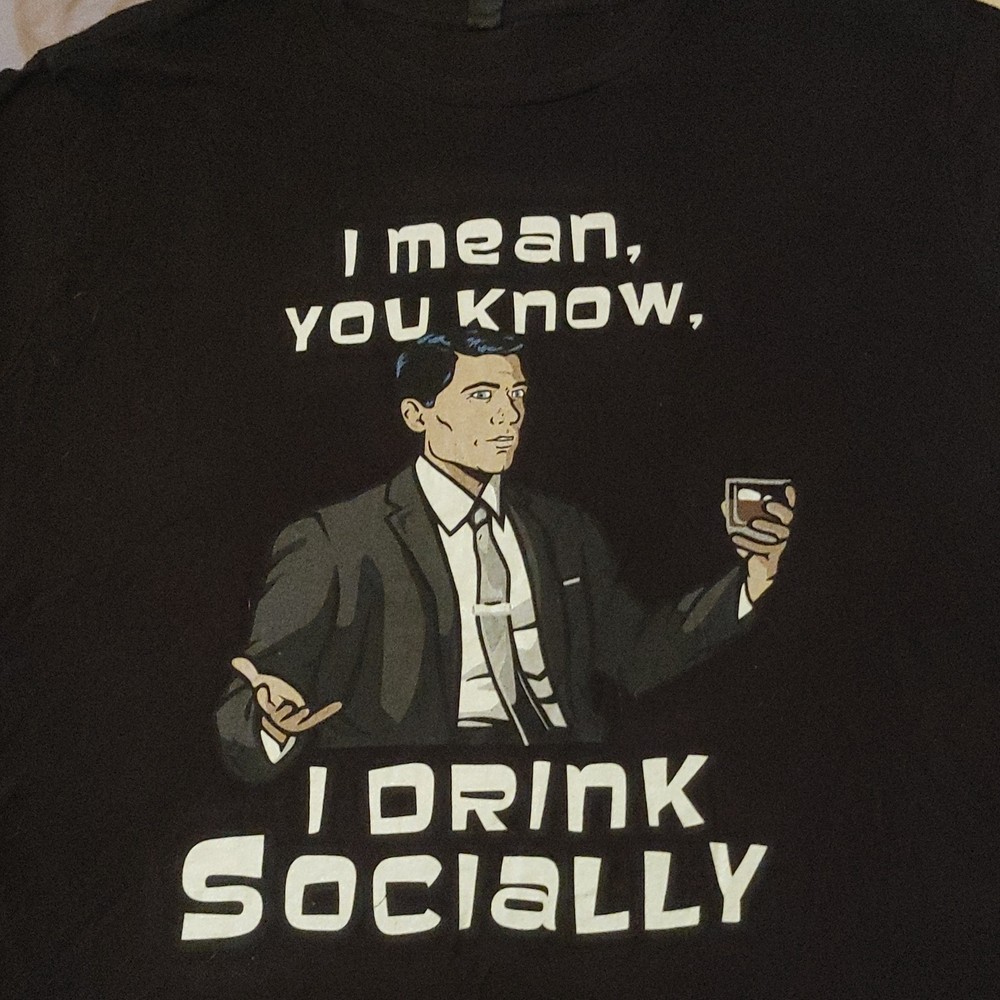 District I Drink Socially Graphic Print Men’s Black T-Shirt 2XL