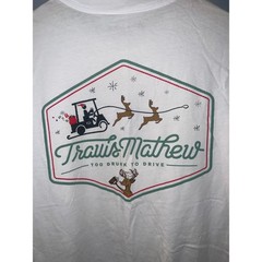 TravisMathew Mens White Christmas Golf Graphic T-Shirt Too Drunk To Drive Small