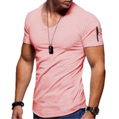 Mens Slim Fit Muscle T Shirt Tops Summer Casual V Neck Short Sleeve Blouse Tee