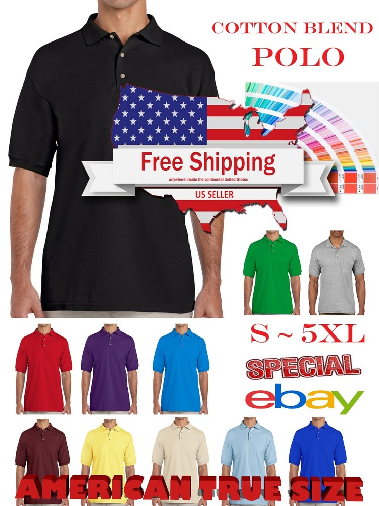 Men’s Polo Shirt Pre-Shrunk Heavy Cotton Golf Sports Plain Jersey Pique T Shirt