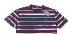 Polo Ralph Lauren Men’s Navy/Red/White Stripe Crew-Neck Classic Fit T-Shirt