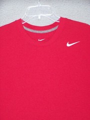 Nike Shirt Adult Large Red Swoosh Logo Dri-Fit Activewear Sports Outdoor Mens