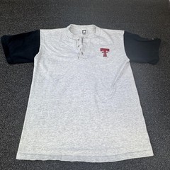 Vtg Cotton Deluxe Shirt Mens M Gray Henley Colorblock Single Stitch T-Shirt