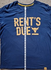 Under Armour Project Rock Mens Shirt XL Blue HeatGear Rents Due Brahma Bull Logo