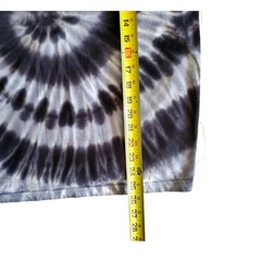 Tie Dye Hoodie Shirt Mushroom Embroidered Black Gray Spiral Cotton Size L
