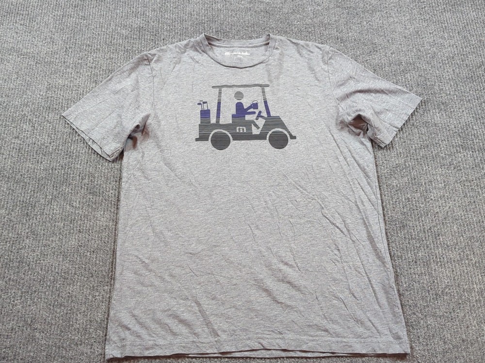 Travis Mathew Shirt Mens Large Gray Golf Short Sleeve Casual Graphic Tee Cotton