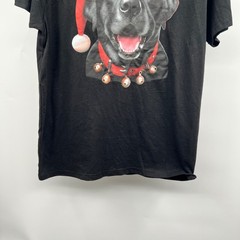 Holiday Time Mens Christmas Dog Graphic Tee Black/Multi Size Large