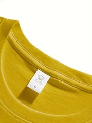 Men’s Classic Solid Plain Cotton Round Hem Scallop Essentials Tshirt S-2XL