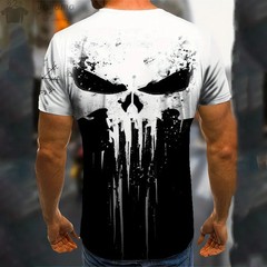 Men’s T Shirt 3d Print Military Patriotic Skull O-Neck T Shirt Oversized T-Shirt