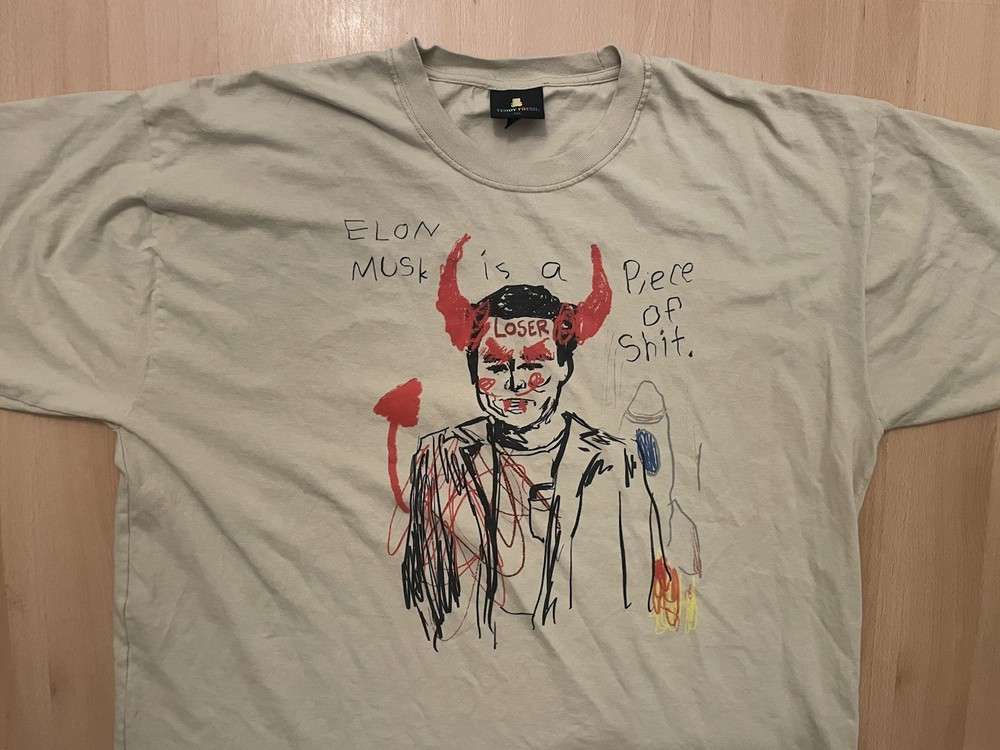 Teddy Fresh Elon Musk Is A Piece Of Sh*t Size 2XL XXL Tan T-Shirt 100% Cotton