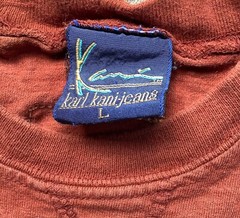 Vtg 90s Karl Kani Jeans T Shirt Metal Plate Gold Embroidered Logo Hip Hop Large