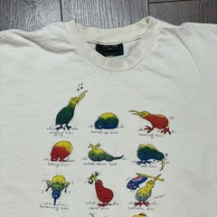 Vintage New Zealand T Shirt Kiwi Native Birds Sport Club Size XL White Cotton