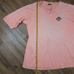 Vintage World Wide Competition Henley Mens XLT Peach Made in USA Distressed 90s