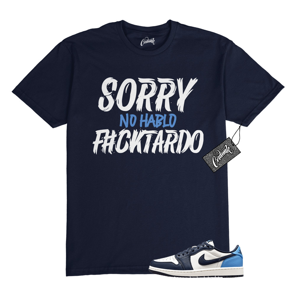 1 Obsidian UNC Navy White University Blue T Shirt Match SORRY