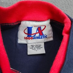 Logo Athletic Vintage Mens Large Colorblock Striped Cotton Shirt Navy