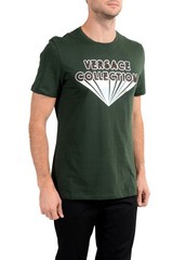 Versace Collection Men’s Green Graphic Crewneck T-Shirt US 2XL IT 56