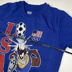 Taz Looney Tunes Team USA Tasmanian Devil Soccer T-Shirt Royal Blue Youth Large