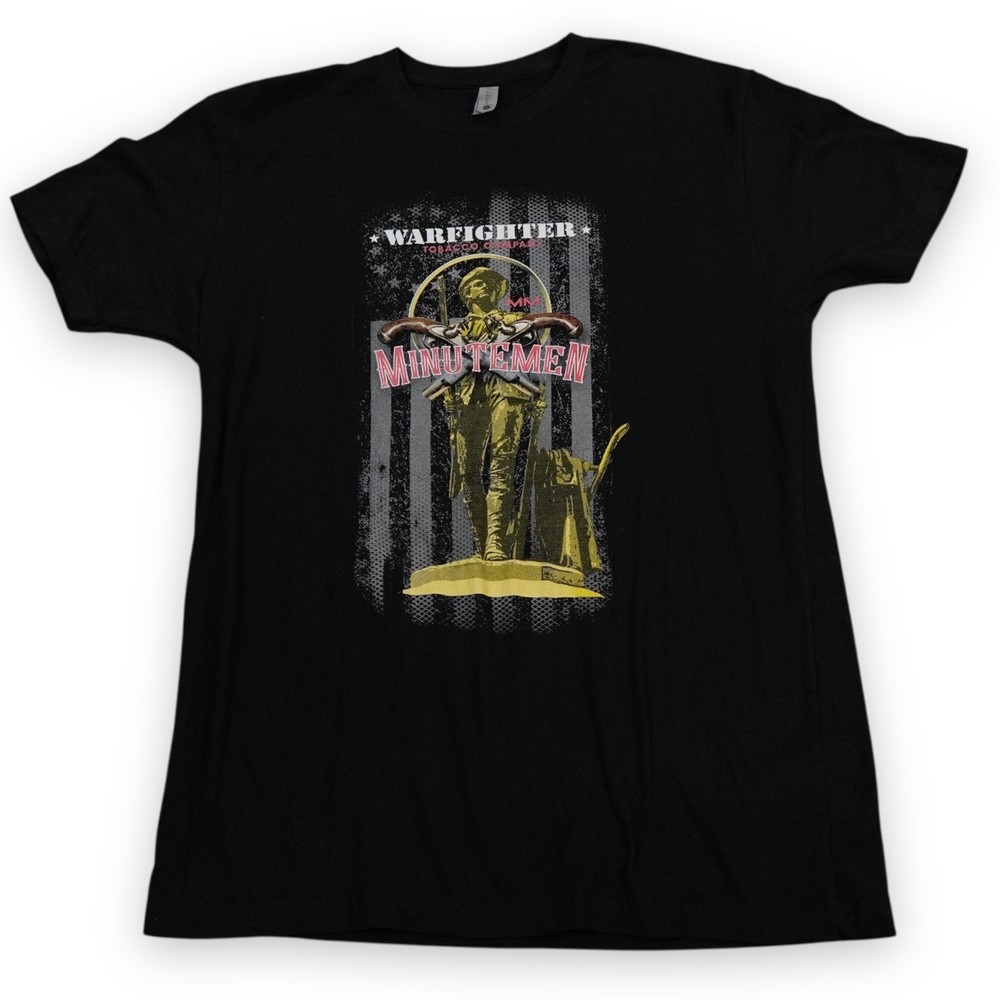 Warfighter Tobacco Company Minutemen T Shirt Mens Large Black Graphic Cigars