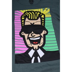 J Pierce By VOIZ Shirt Mens Medium Green Cartoon Face Graphic Art Tee Crewneck