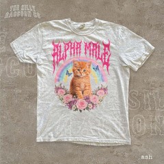 Funny Alpha Male Kitten Graphic Shirt Sarcastic Cat Meme Vintage Unisex Tee Gift