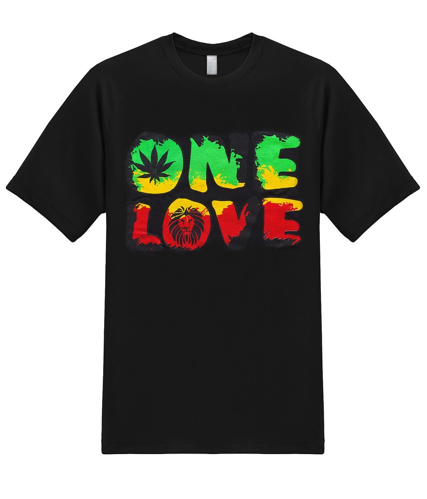One Love Jamaican Rastafari 420 Marijuana Weed Pot Stoner Funny Graphic T-Shirt