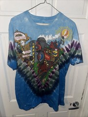 Grateful Dead Shirt Medium Tie Dye Casey Jones Train Liquid Blue 2011 Size Large
