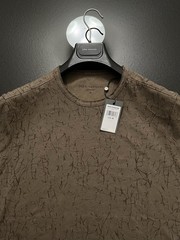 John Varvatos Luxury Shirt – Twine Brown – Raw Cut Edges – Crinkle – Vtg 2023