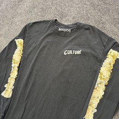 Migos Culture 2 Long Sleeved Black T-Shirt Size Mens Large W/ Floral Flower side
