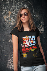 Super Mario Bros. 1 NES Cover T-Shirt Unisex Cotton Adult Funny Video Game New