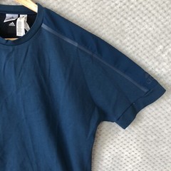 ADIDAS T Shirt Mens M Navy Side Zip Crew Neck Thick Sleeve Logo Sample RARE