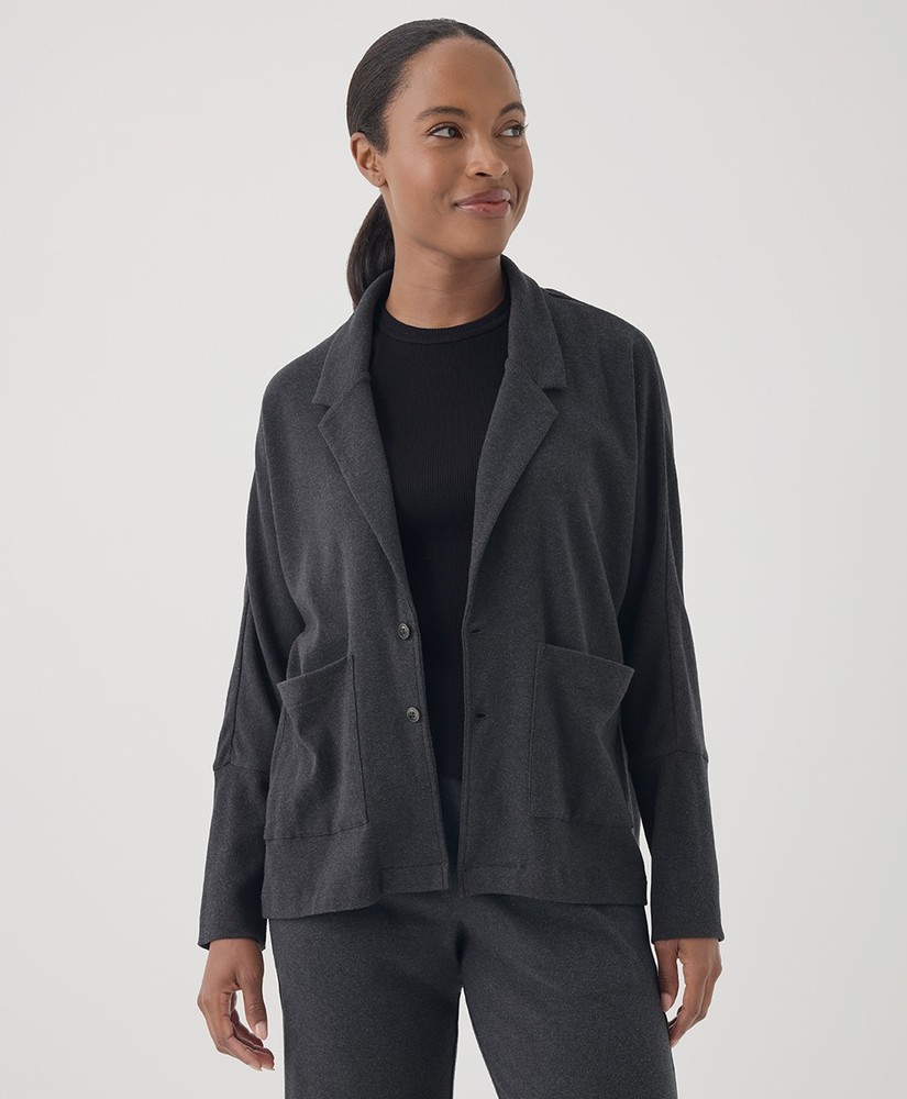 Pact Women’s Airplane Relaxed Blazer 3X-Large Charcoal Heather Top Outerwear