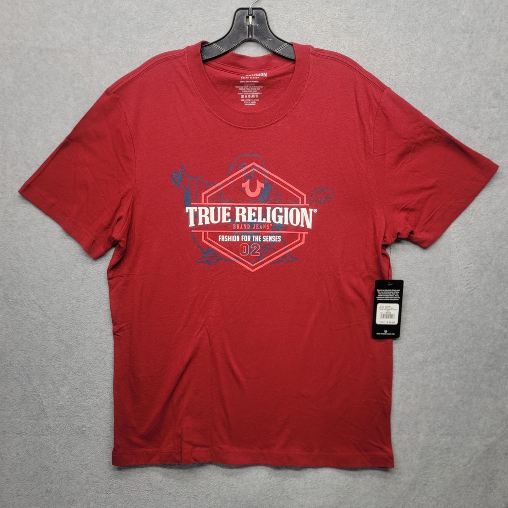 True Religion Men’s T-Shirt Metallic Buddha Logo Short Sleeve Crewneck Tee