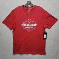 True Religion Men’s T-Shirt Metallic Buddha Logo Short Sleeve Crewneck Tee