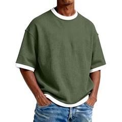Men’s Crew Neck Contrast Color Casual T-Shirt – Cotton Blend Lightweight Short S