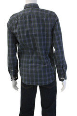 The Men’s Store at Bloomingdale’s Mens Button-Down Plaid Dark Blue Size M