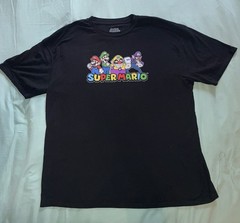 Super Mario Men’s 3XB Big & Tall Regular Black Tagless Logo Graphic Tee