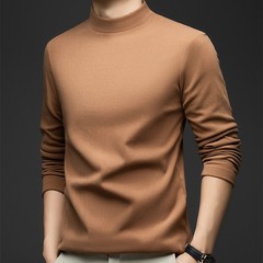 Half Turtleneck Mens Sweater Warm Knit Top Casual Pullover Solid Color Winter