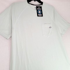 DICKIES Shirt Mens LARGE L GREEN WORK WEAR Light Fast Dry POCKET TEE UV 30 NWT B