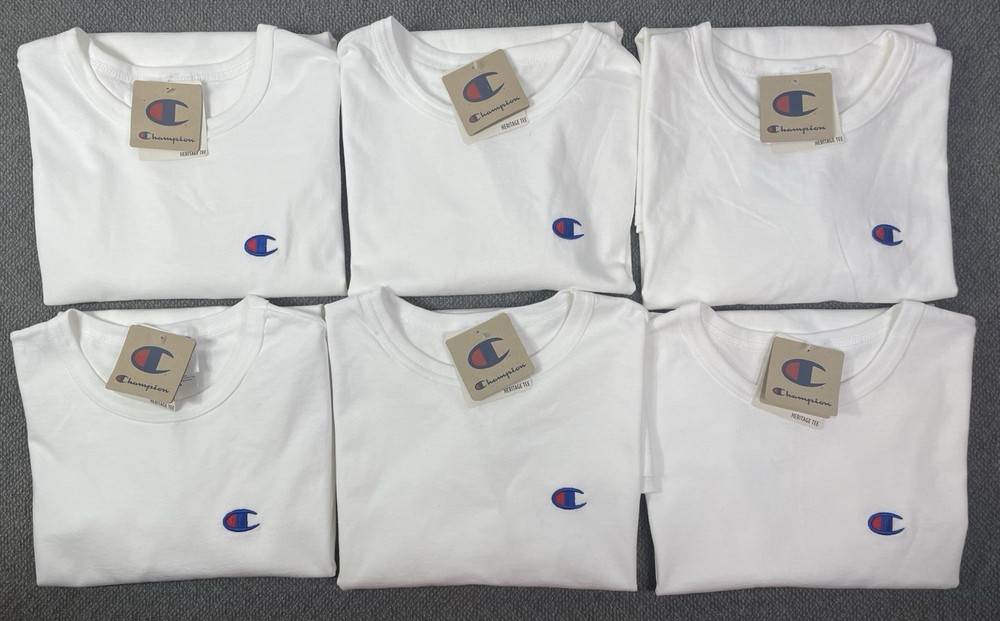 Champion Heritage Tee Lot of 6 Men’s Size MEDIUM New with Imperfections