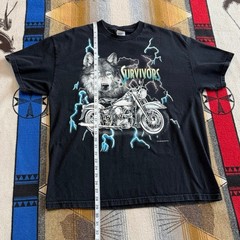Vintage USA Thunder Lightning Biker Motorcycle T-Shirt Size XL Wolf Survivors