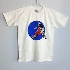 90s Bayside Heavy Weight Football Graphic T-Shirt Mens Large Cream USA Cotton