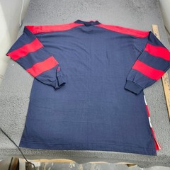 Logo Athletic Vintage Mens Large Colorblock Striped Cotton Shirt Navy