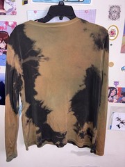 Re-Create One Size Silk Brown/Black Tie-Dye Graphic Long Sleeve Crew Tee