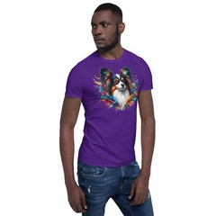 Colorful Splash Papillon Dog T-Shirt | Unisex Softstyle | Vibrant Graphic Tee