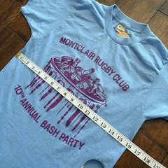 Vintage Screen Stars Montclair Rugby Club Shirt Mens Medium Blue Bash Party